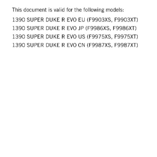 KTM 2024 - 1390 SUPER DUKE R EVO -  WORKSHOP SERVICE REPAIR MANUAL - REPRINTED