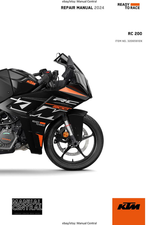 KTM 2024 - RC 200 -  WORKSHOP SERVICE REPAIR MANUAL - REPRINTED