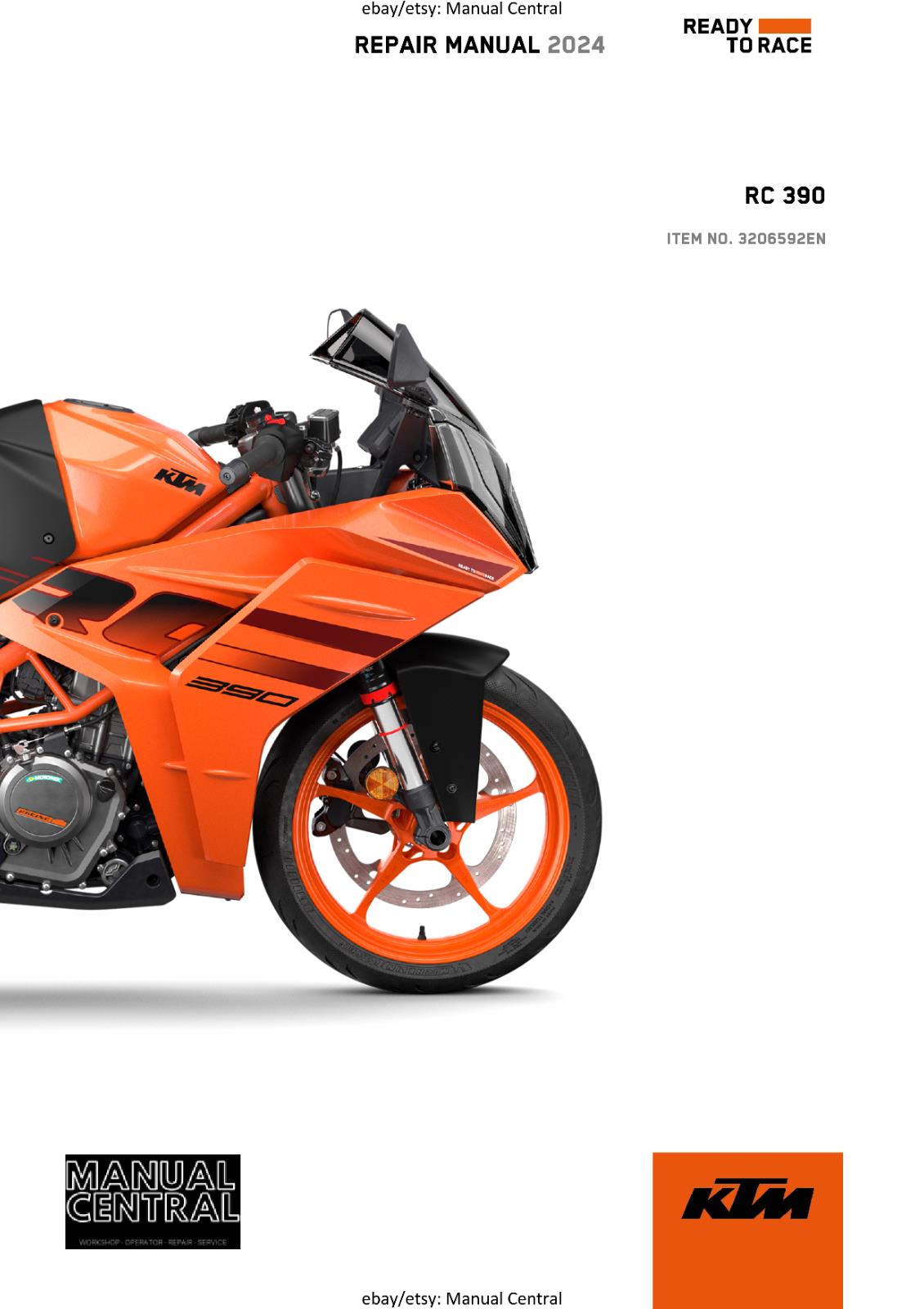 KTM 2024 - RC 390 -  WORKSHOP SERVICE REPAIR MANUAL - REPRINTED
