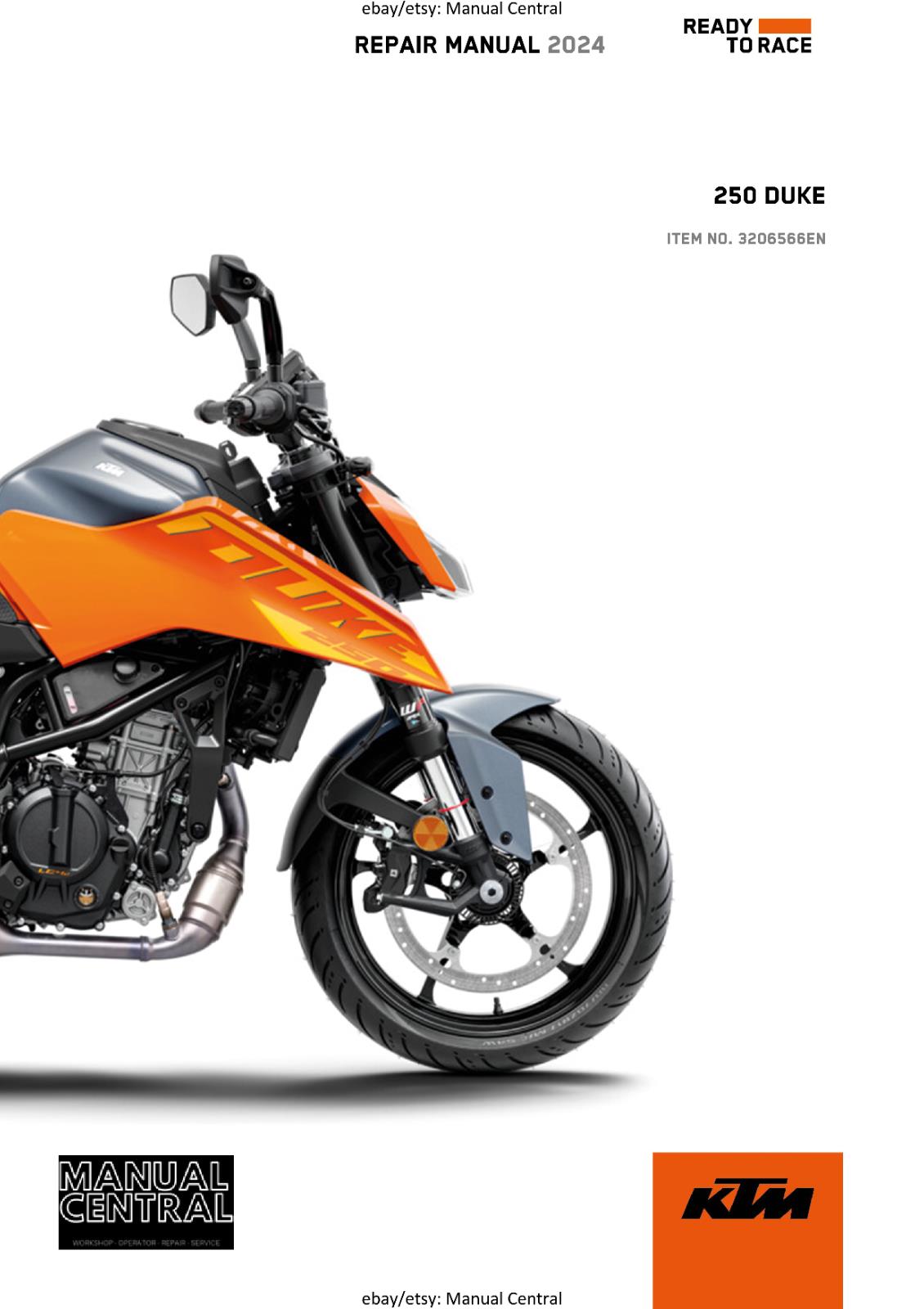 KTM 2024 -250 DUKE -  WORKSHOP SERVICE REPAIR MANUAL - REPRINTED