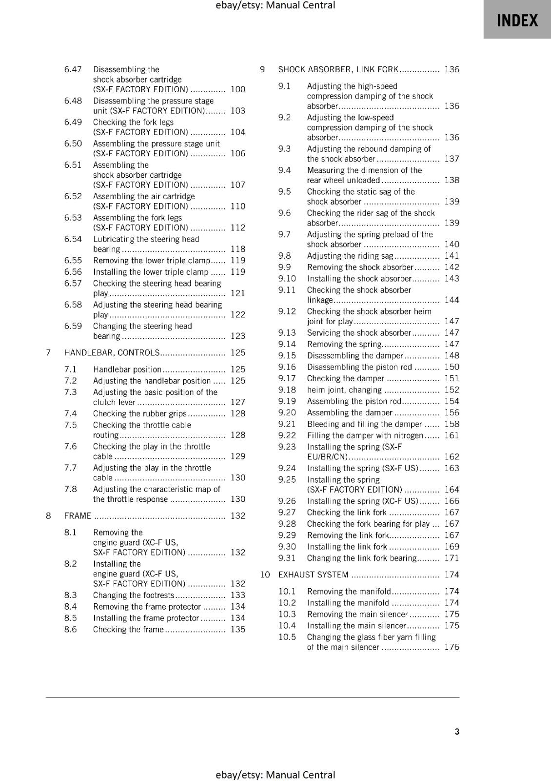 KTM 2024 -250 XC-F SX-F FACTORY EDITION -  WORKSHOP SERVICE MANUAL - REPRINTED