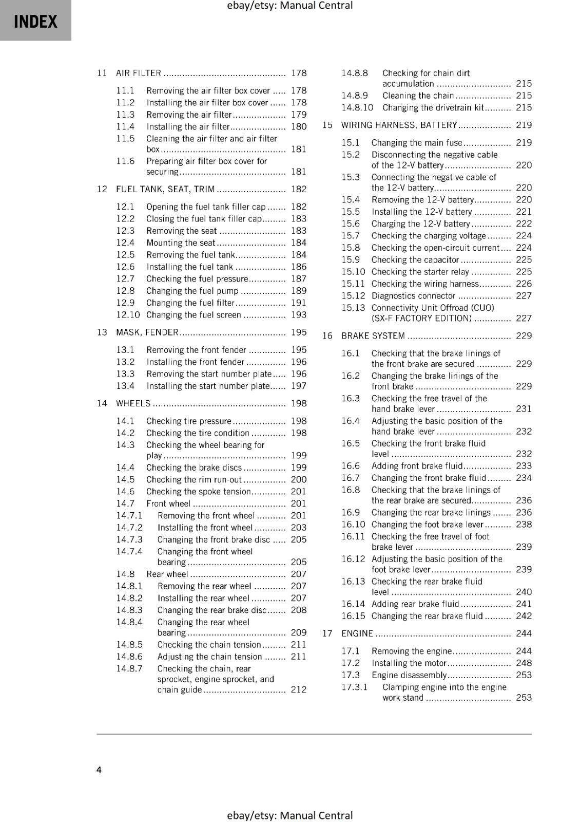 KTM 2024 -250 XC-F SX-F FACTORY EDITION -  WORKSHOP SERVICE MANUAL - REPRINTED