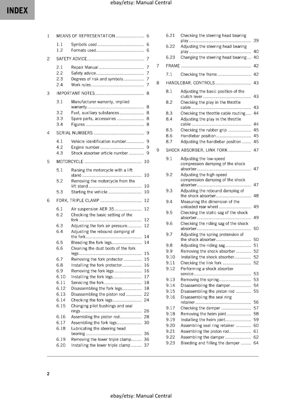 KTM MOTORCYCLE 2019 -  65 SX - WORKSHOP SERVICE MANUAL - REPRINT