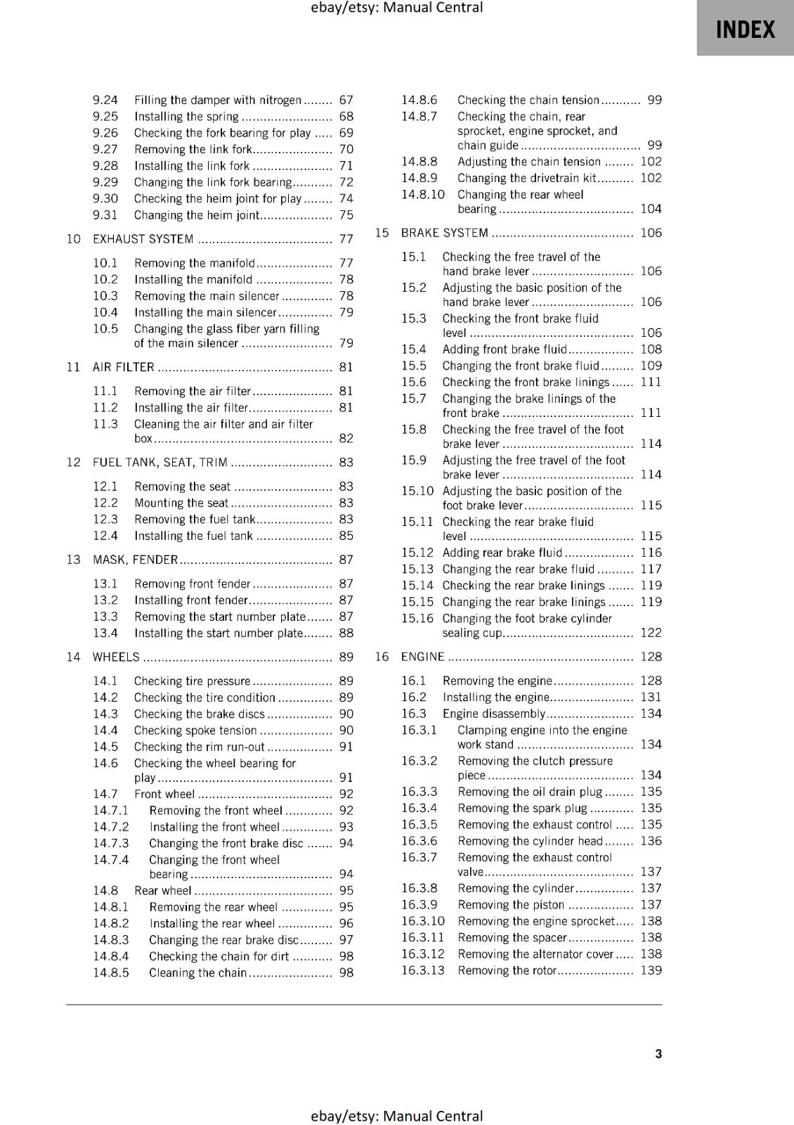 KTM MOTORCYCLE 2019 -  65 SX - WORKSHOP SERVICE MANUAL - REPRINT