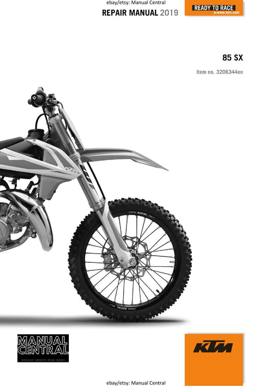 KTM MOTORCYCLE 2019 -  85 SX - WORKSHOP SERVICE MANUAL - REPRINT