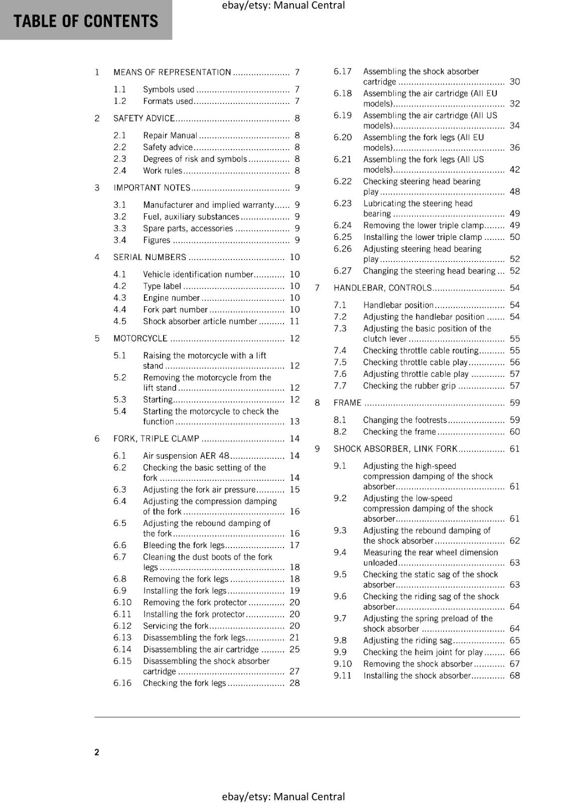 KTM MOTORCYCLE 2019 -  125 150 SX - WORKSHOP SERVICE MANUAL - REPRINT
