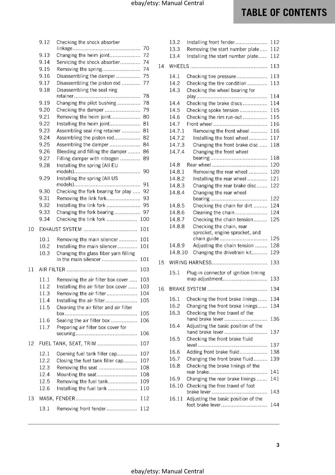 KTM MOTORCYCLE 2019 -  125 150 SX - WORKSHOP SERVICE MANUAL - REPRINT