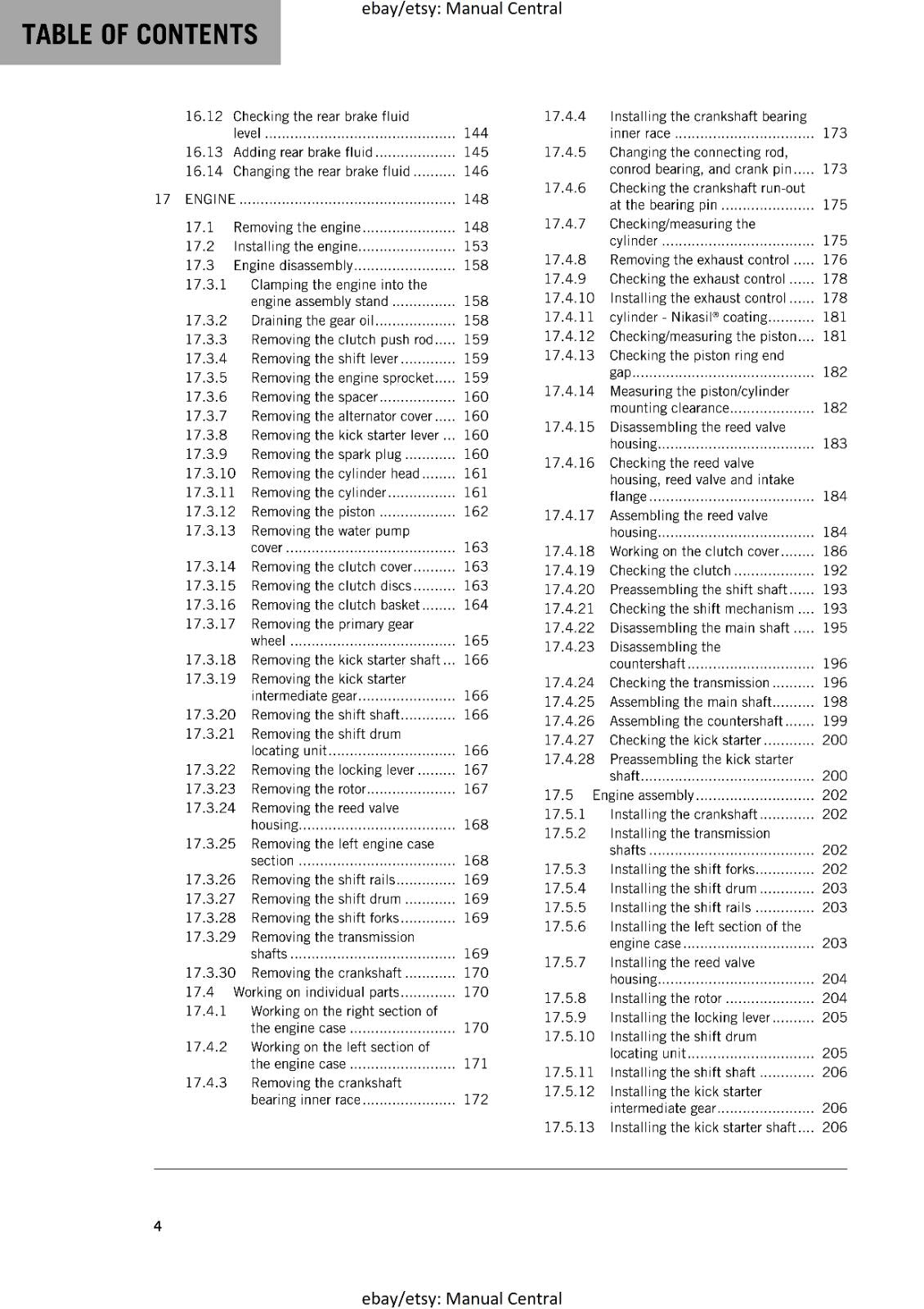 KTM MOTORCYCLE 2019 -  125 150 SX - WORKSHOP SERVICE MANUAL - REPRINT