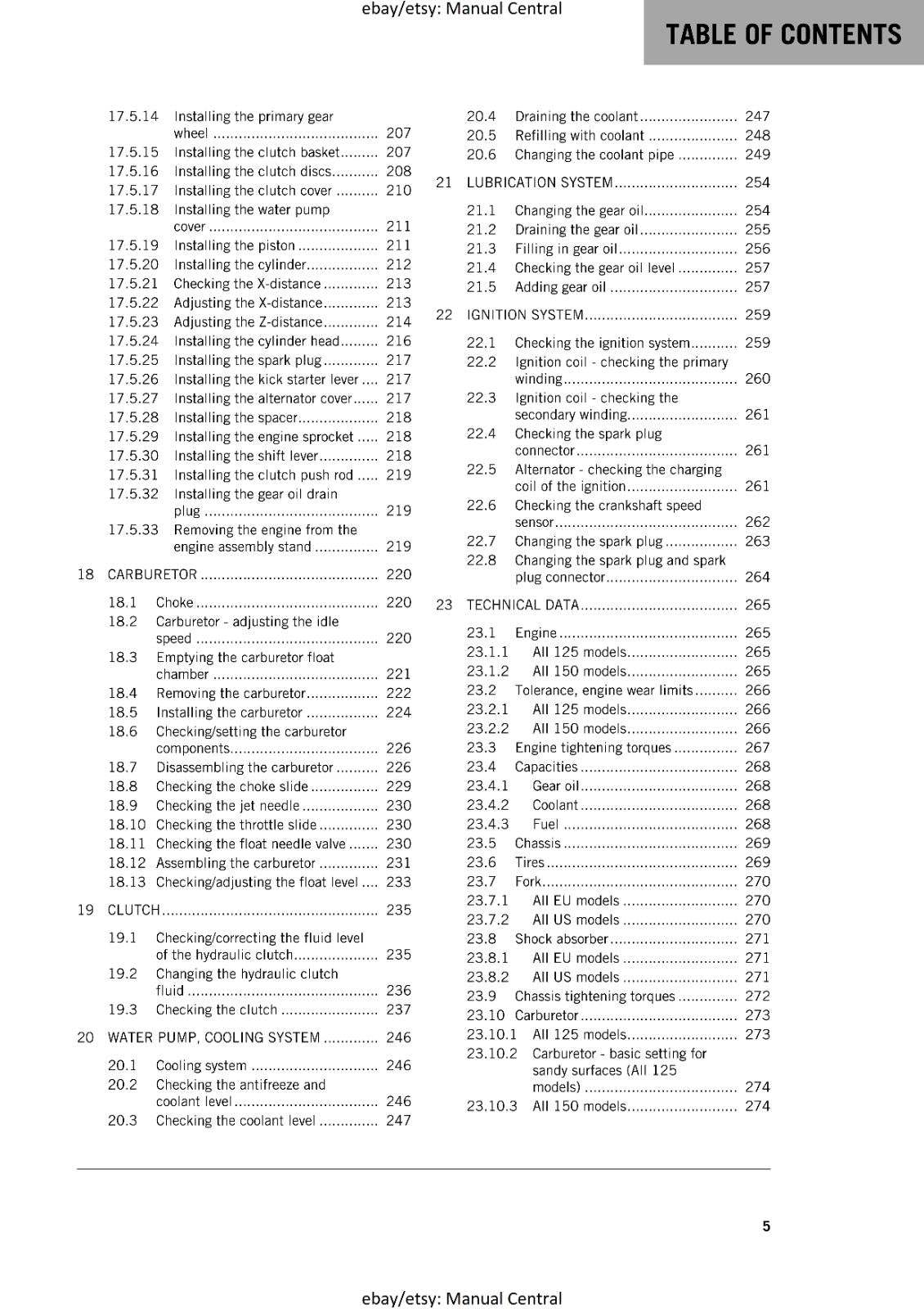 KTM MOTORCYCLE 2019 -  125 150 SX - WORKSHOP SERVICE MANUAL - REPRINT