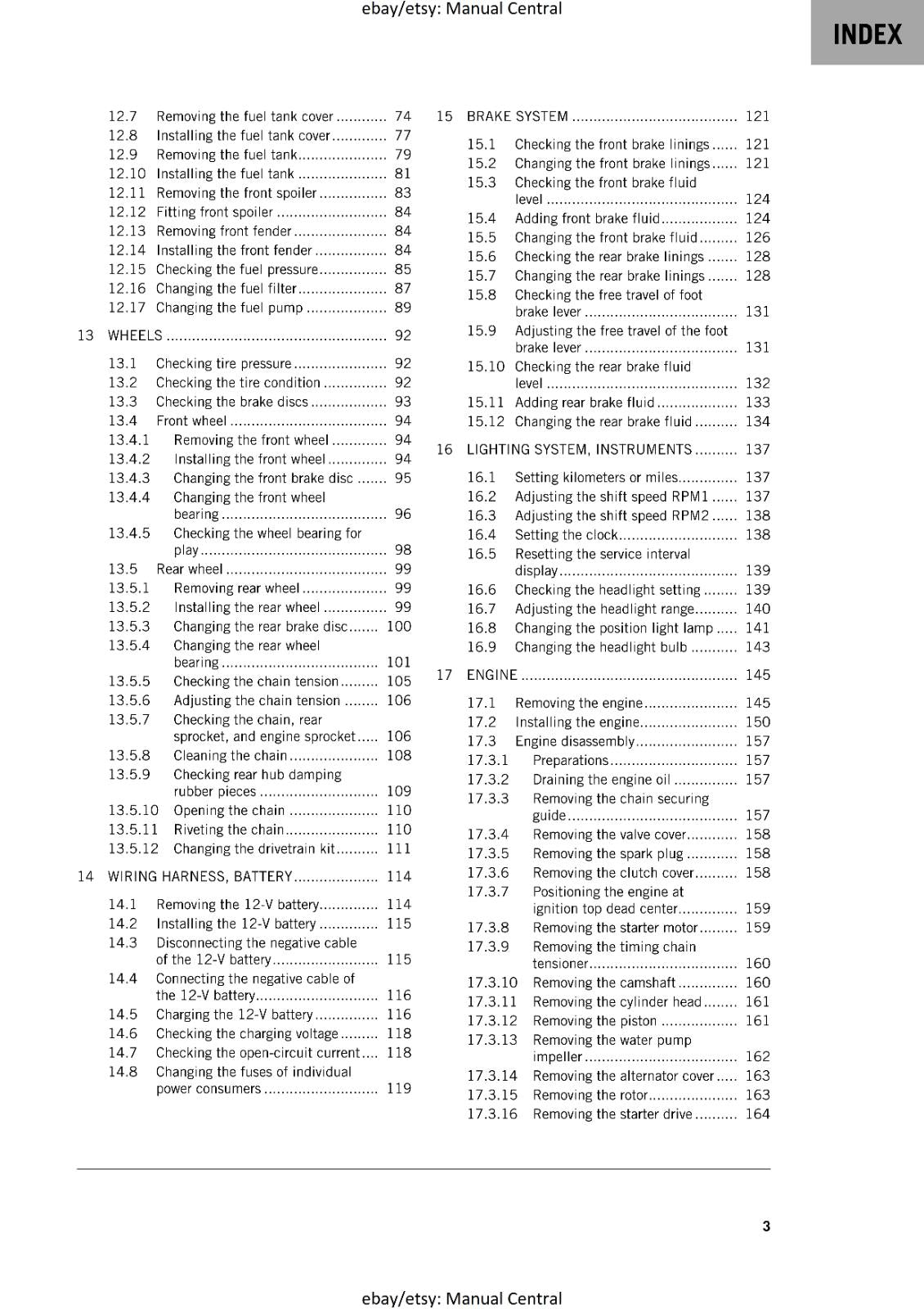 KTM MOTORCYCLE 2019 -  200 DUKE - WORKSHOP SERVICE MANUAL - REPRINT