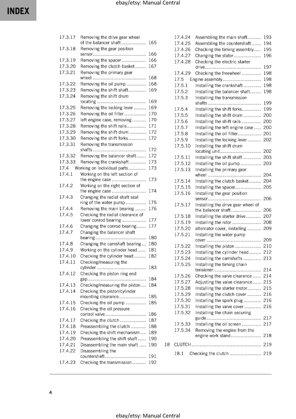 KTM MOTORCYCLE 2019 -  200 DUKE - WORKSHOP SERVICE MANUAL - REPRINT