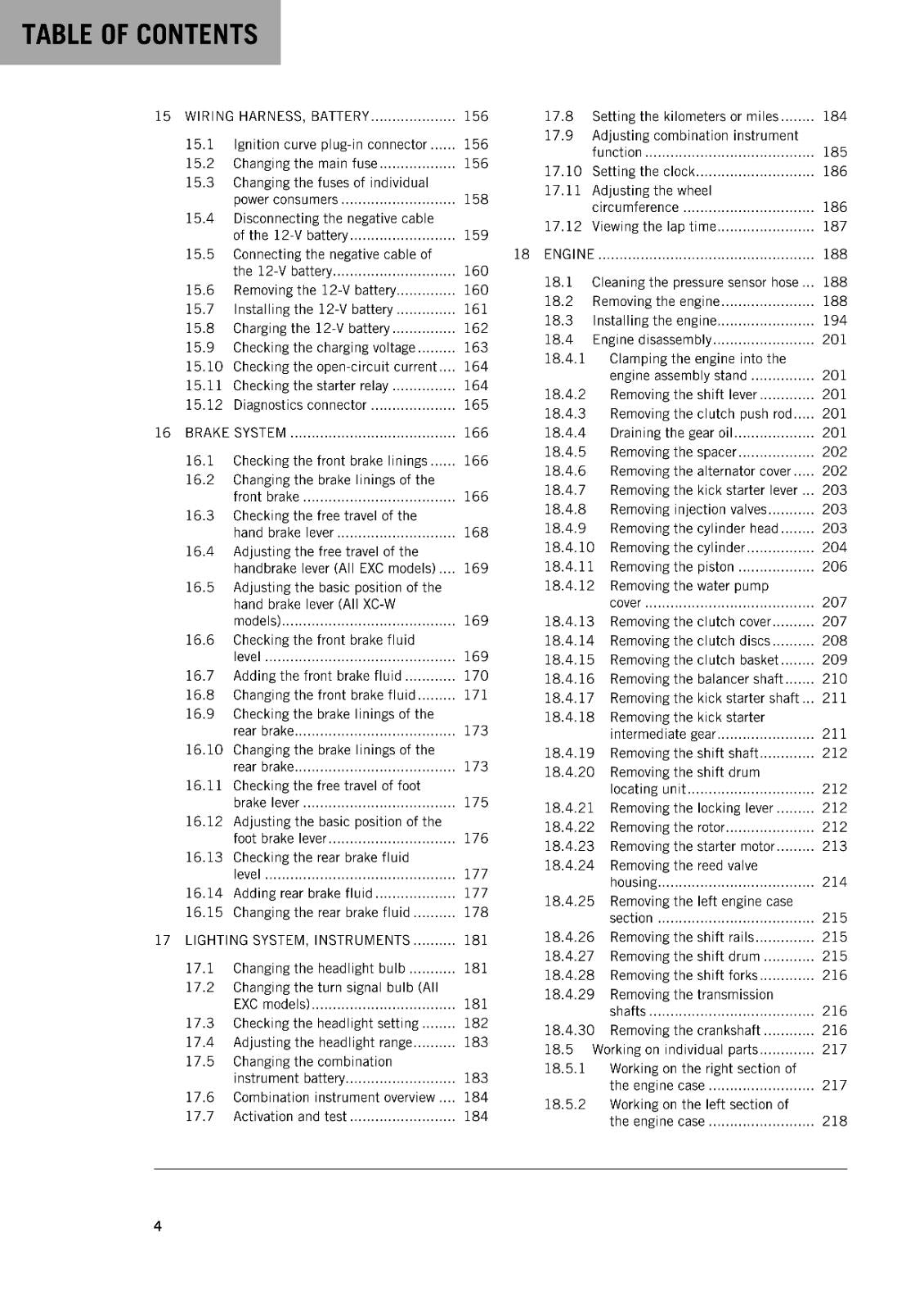 KTM MOTORCYCLE 2019 -  250 300 EXC XC-W SIX DAYS TPI -  WORKSHOP SERVICE MANUAL