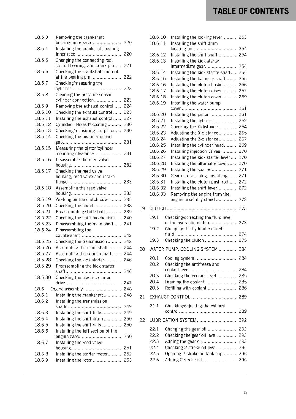 KTM MOTORCYCLE 2019 -  250 300 EXC XC-W SIX DAYS TPI -  WORKSHOP SERVICE MANUAL