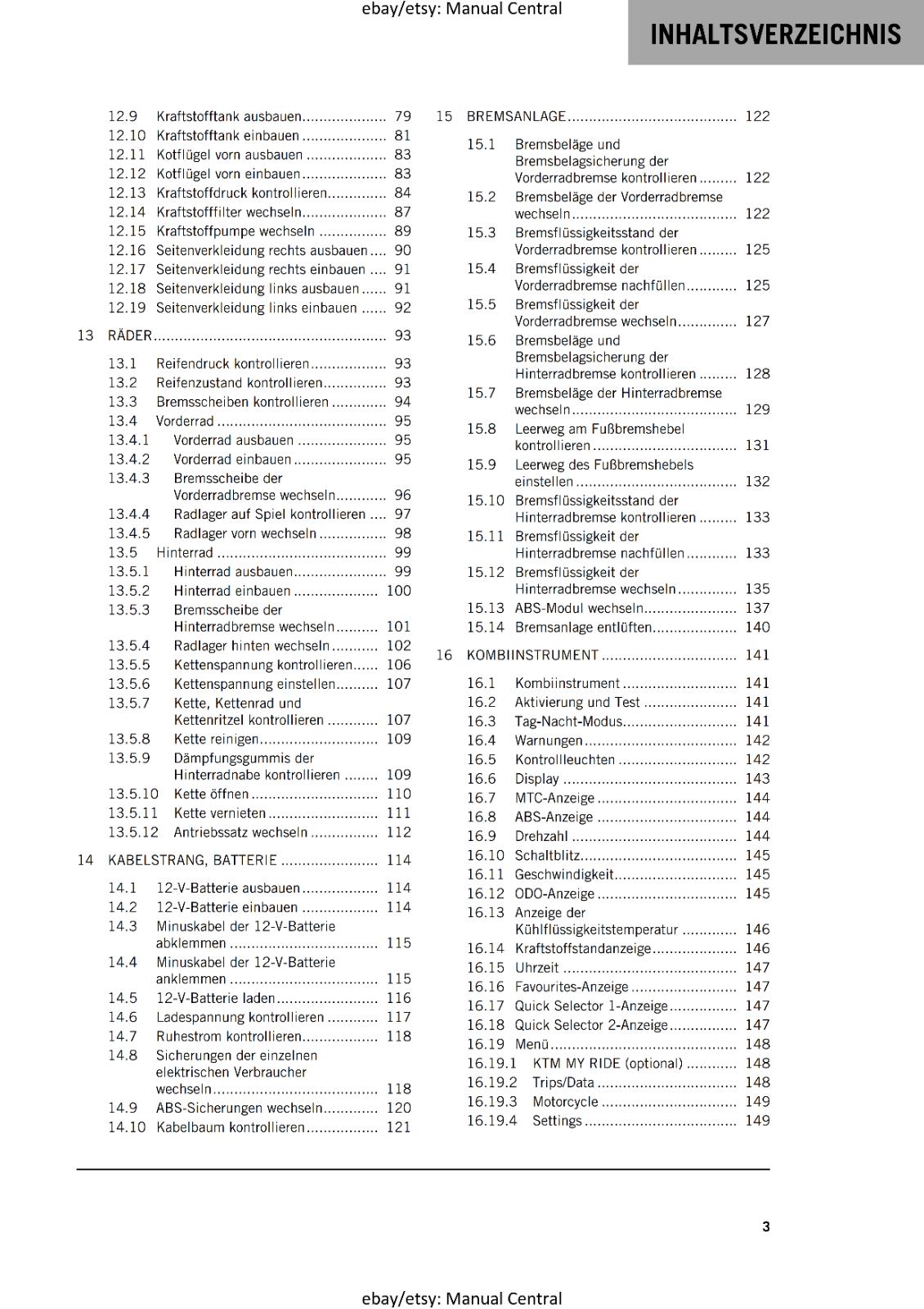 GERMAN LANGUAGE - KTM 2022- RC 390 - REPARATURANLEITUNG