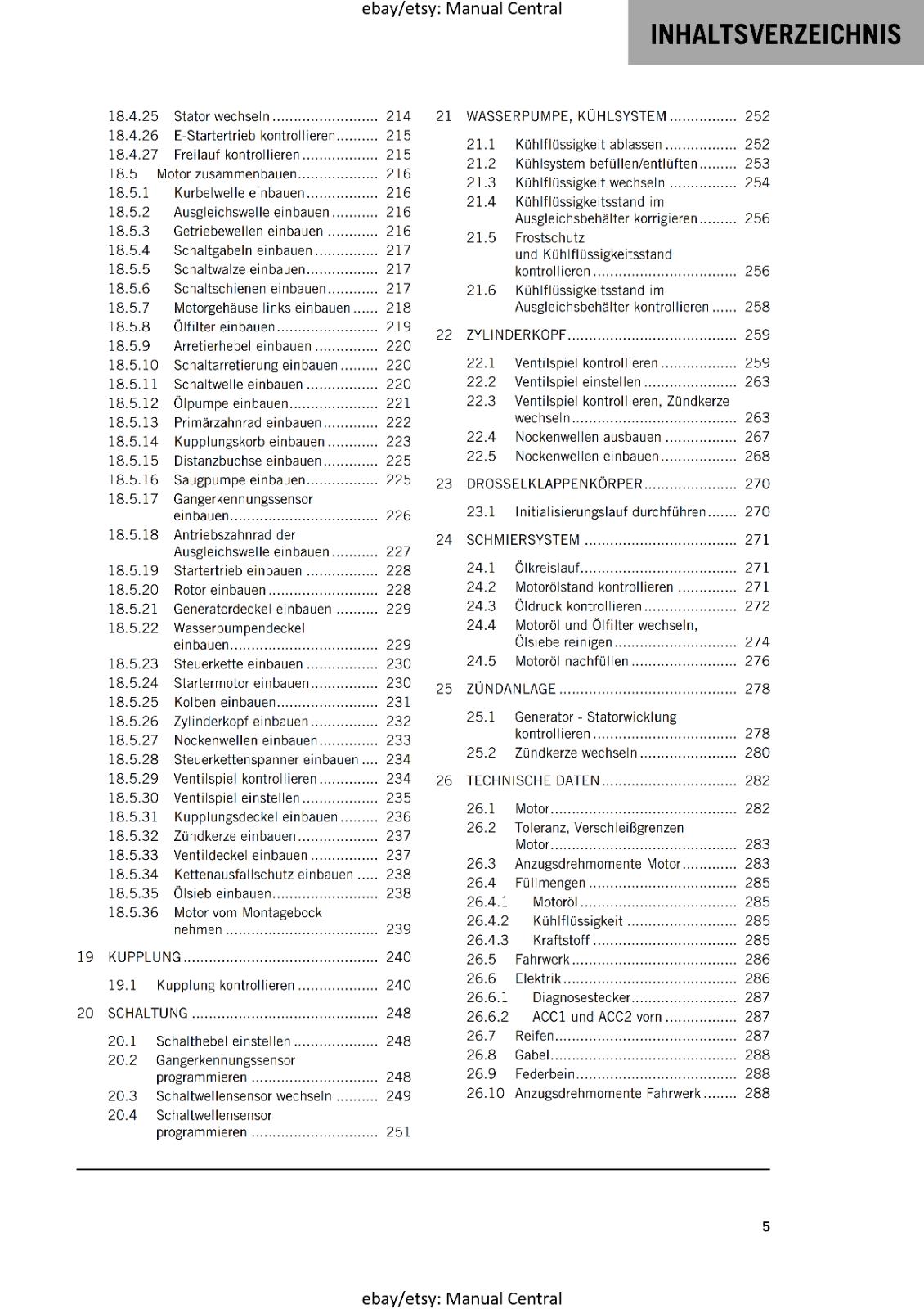 GERMAN LANGUAGE - KTM 2022- RC 390 - REPARATURANLEITUNG