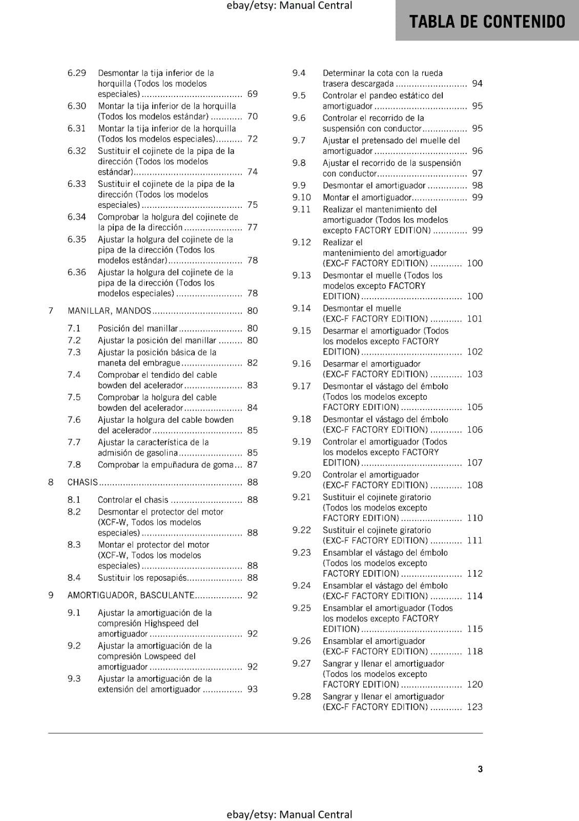 KTM 2022 - SPANISH LANGUAGE - 350 EXC-F XCF-W SIX DAYS - MANUAL DE REPARACION
