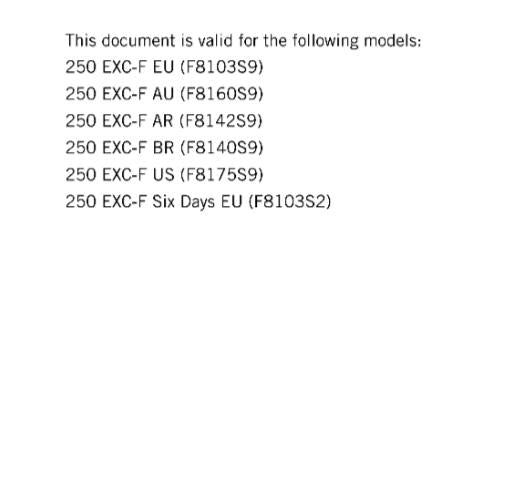 KTM MOTORCYCLE 2019 -  250 EXC-F  SIX DAYS  -  WORKSHOP SERVICE MANUAL