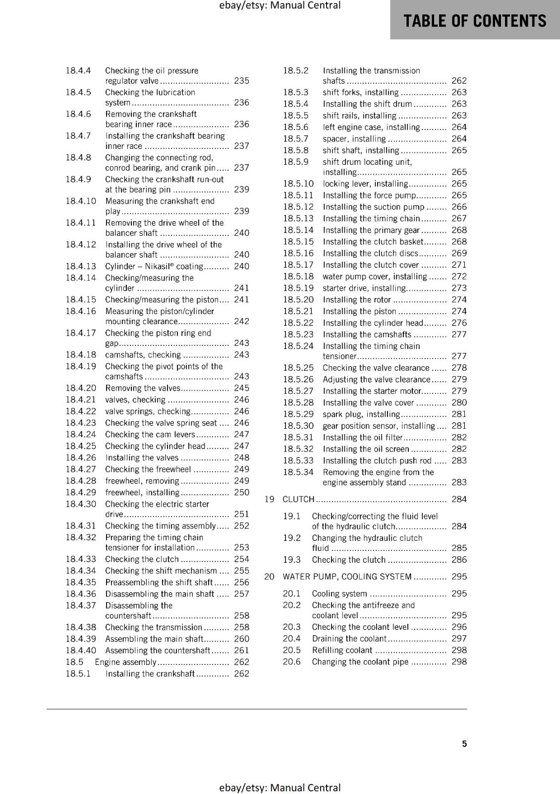 KTM MOTORCYCLE 2019 -  250 EXC-F  SIX DAYS  -  WORKSHOP SERVICE MANUAL