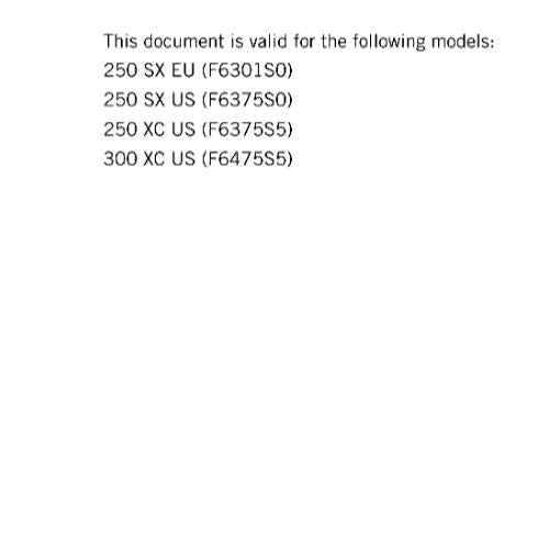 KTM MOTORCYCLE 2019 -  250 300 SX XC -  WORKSHOP SERVICE MANUAL - REPRINT