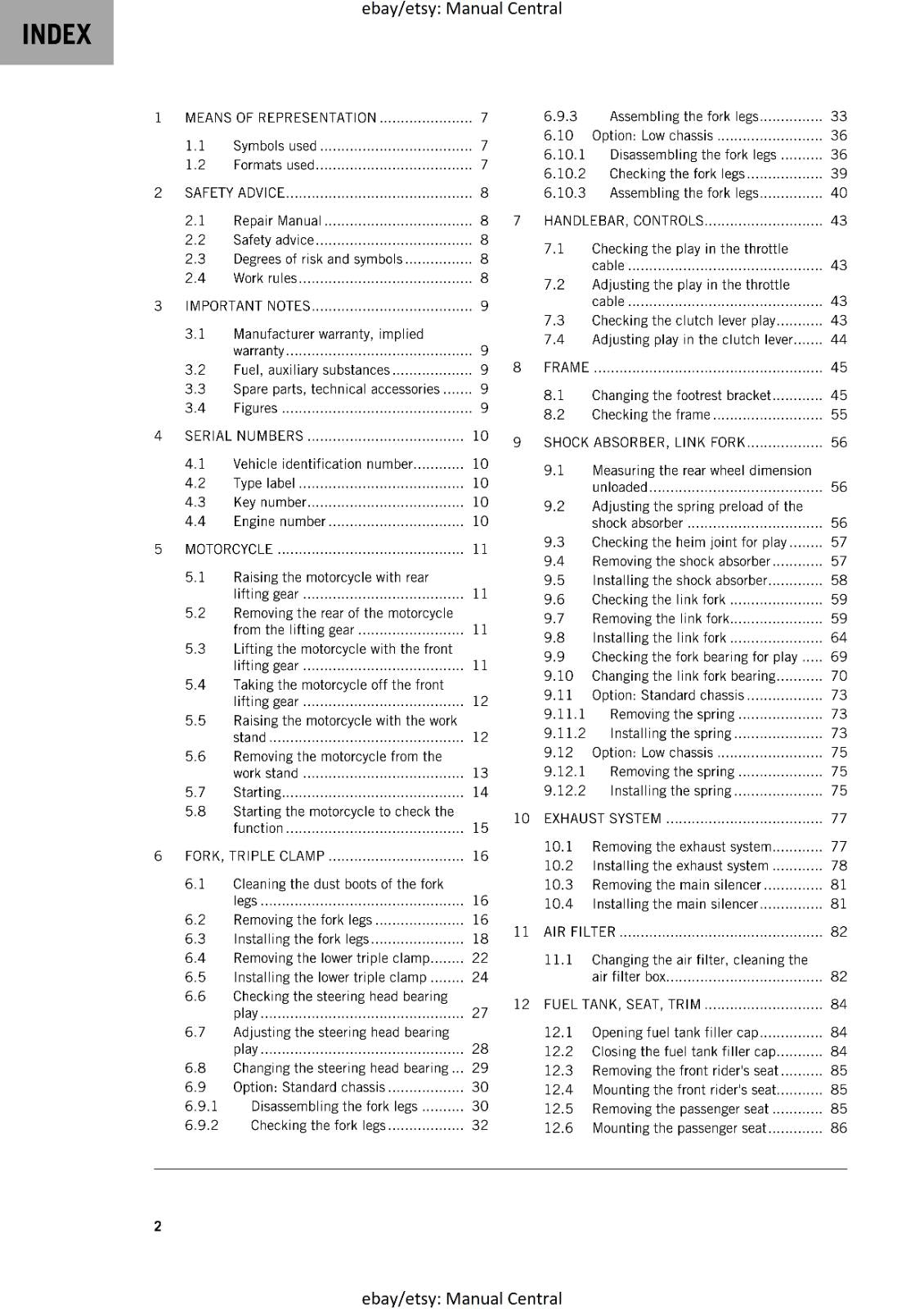 KTM MOTORCYCLE 2019 -  250 DUKE -  WORKSHOP SERVICE MANUAL - REPRINT
