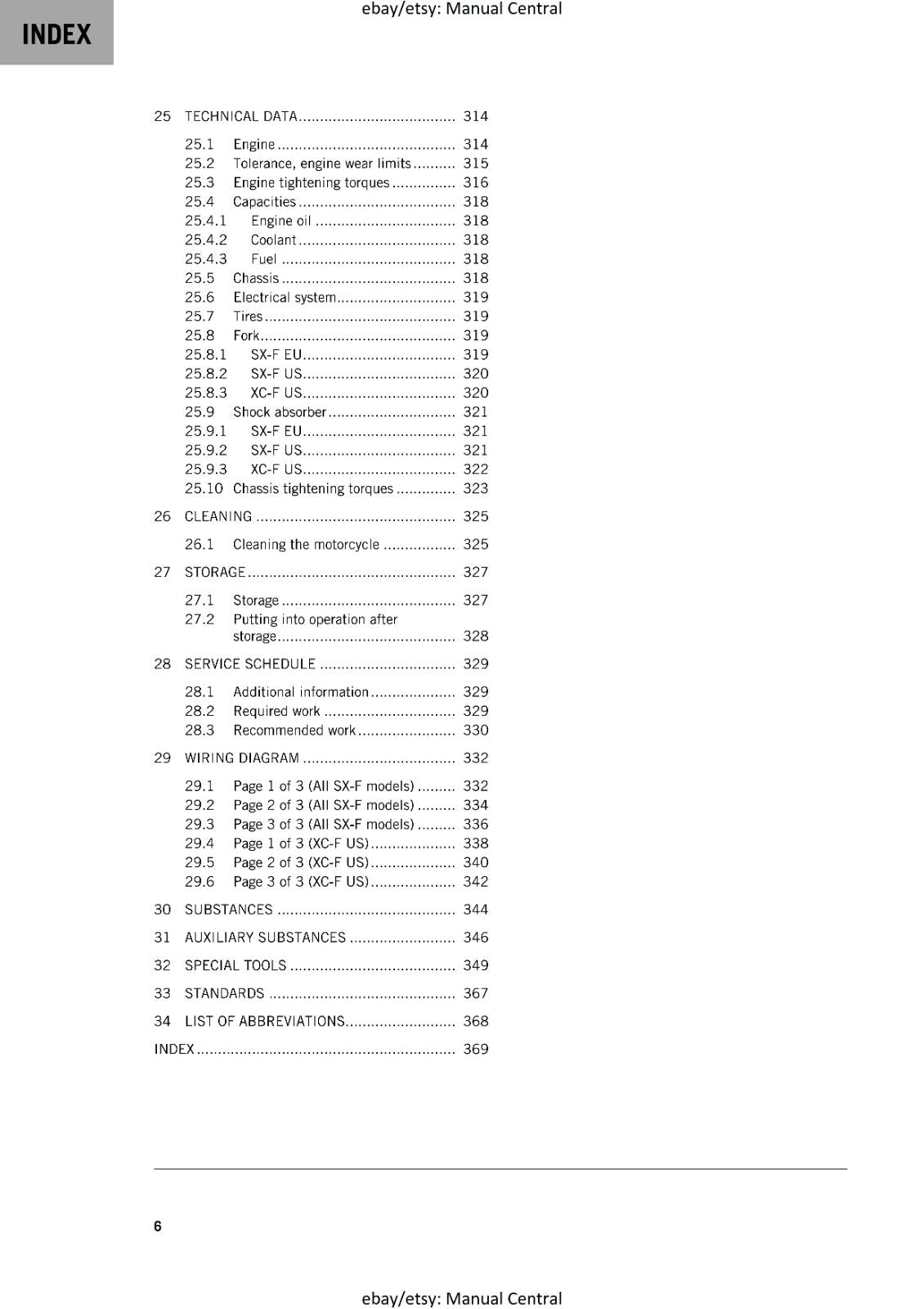 KTM MOTORCYCLE 2019 -  250 SX-F  XC-F SIX DAYS  -  WORKSHOP SERVICE MANUAL