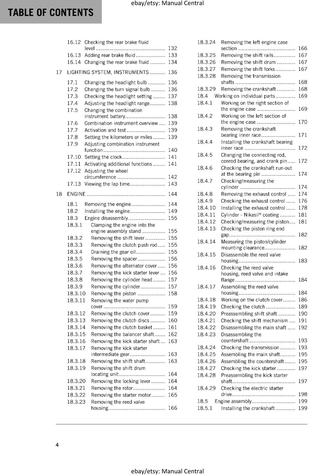 KTM MOTORCYCLE 2019 -  300 EXC  -  WORKSHOP SERVICE MANUAL