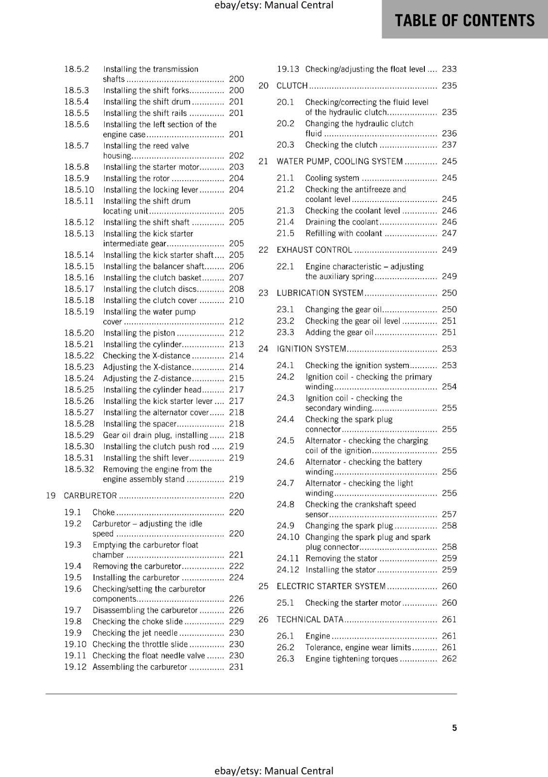 KTM MOTORCYCLE 2019 -  300 EXC  -  WORKSHOP SERVICE MANUAL