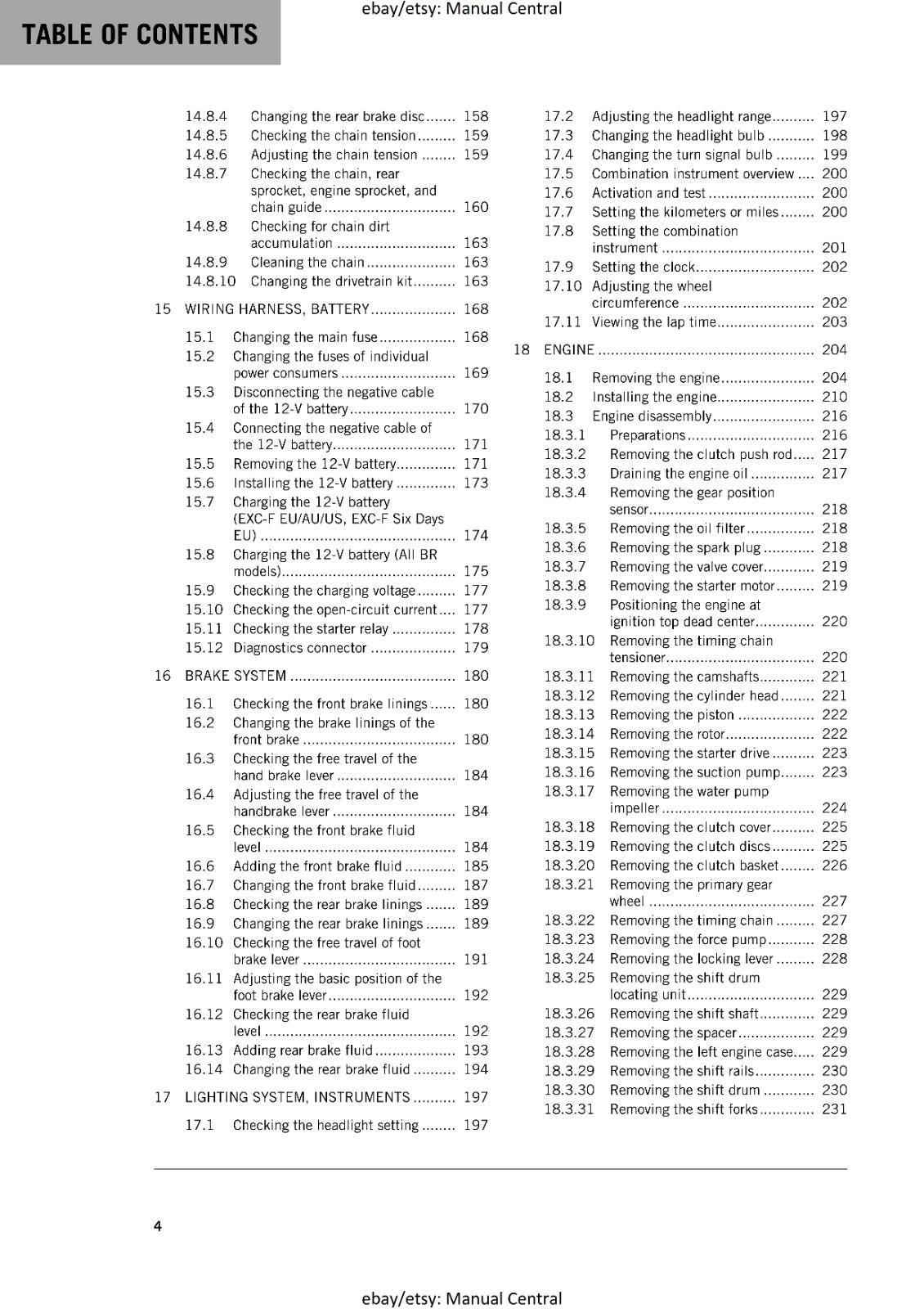 KTM MOTORCYCLE 2019 -  350 EXC-F SIX DAYS  -  WORKSHOP SERVICE MANUAL