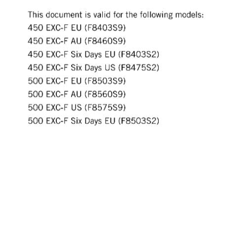 KTM MOTORCYCLE 2019 -  450 500 EXC-F SIX DAYS  -  WORKSHOP SERVICE MANUAL