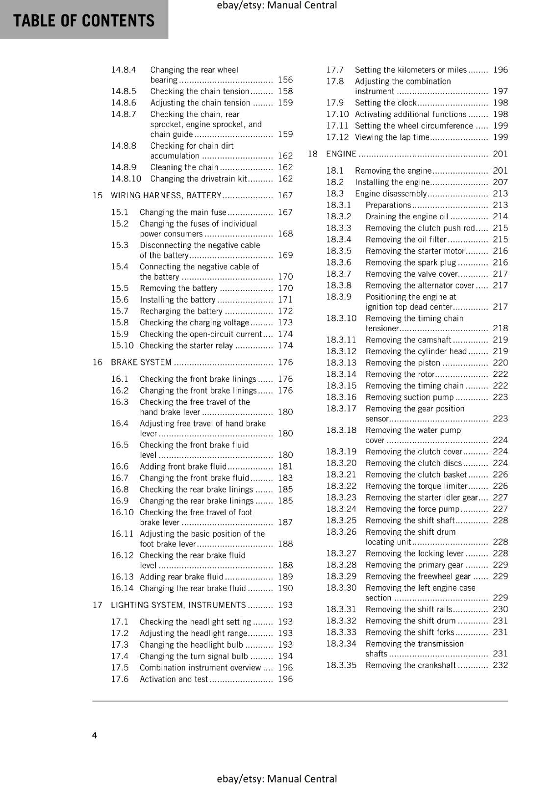 KTM MOTORCYCLE 2019 -  450 500 EXC-F SIX DAYS  -  WORKSHOP SERVICE MANUAL