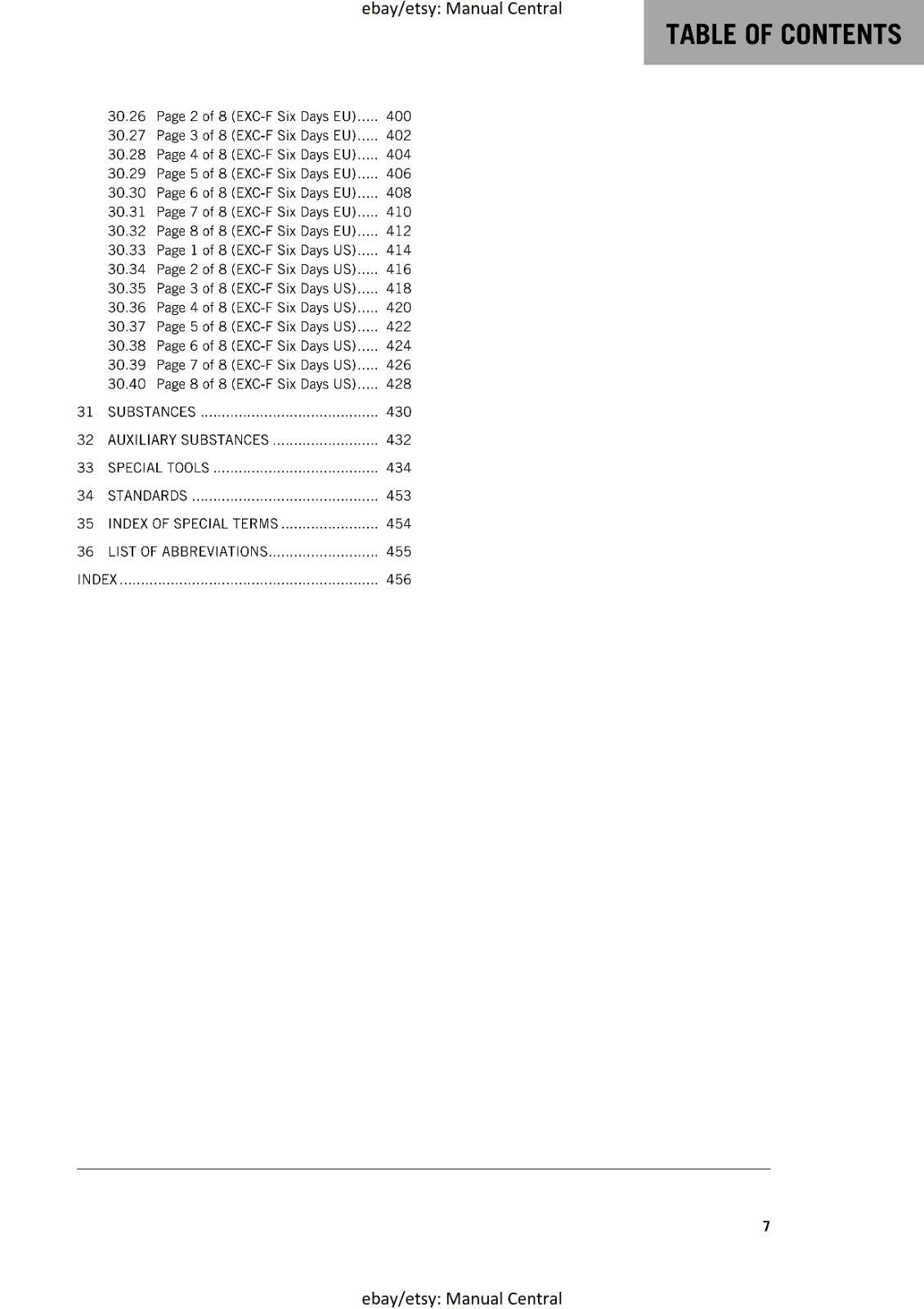 KTM MOTORCYCLE 2019 -  450 500 EXC-F SIX DAYS  -  WORKSHOP SERVICE MANUAL
