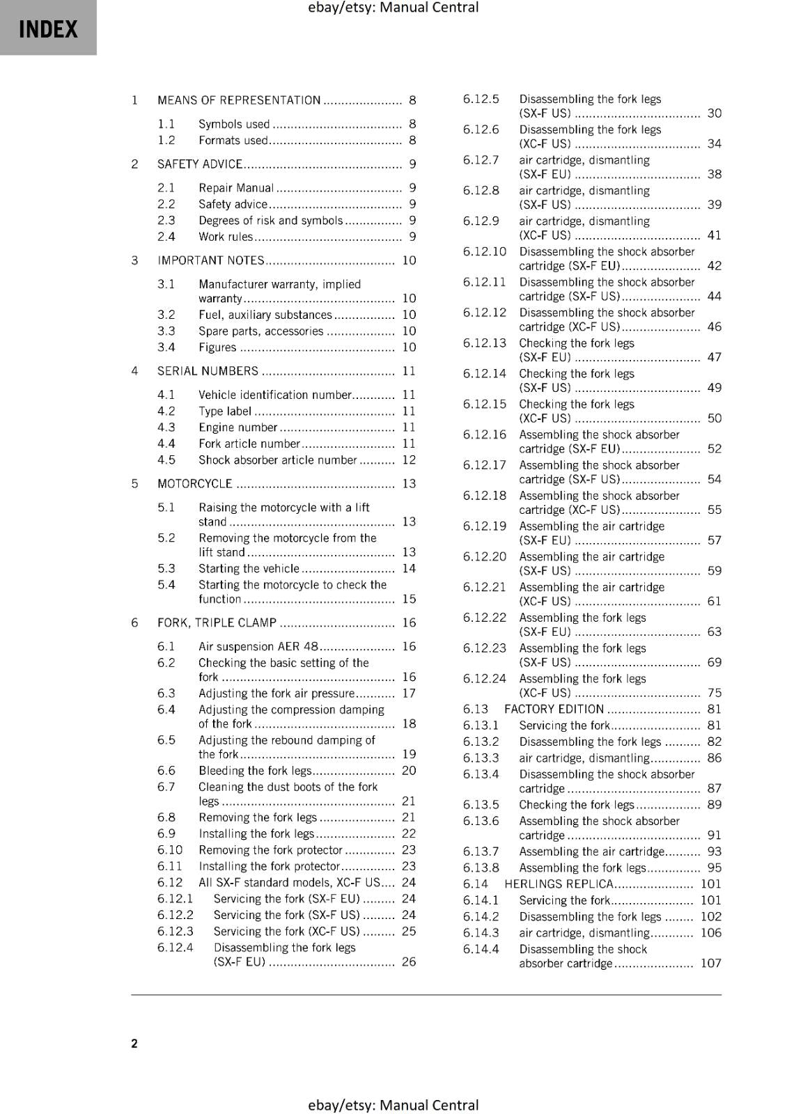 KTM MOTORCYCLE 2019 -  450 XC-F SX-F HERLINGS FACTORY  -  WORKSHOP SERVICE