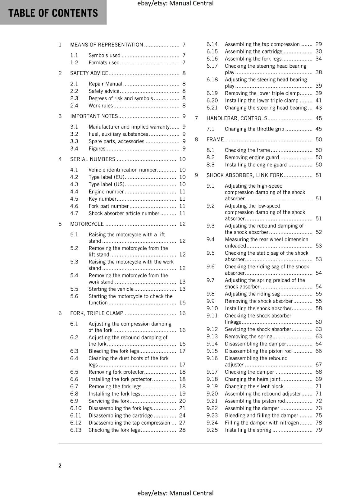 KTM MOTORCYCLE 2019 -  690 ENDURO R -  WORKSHOP SERVICE
