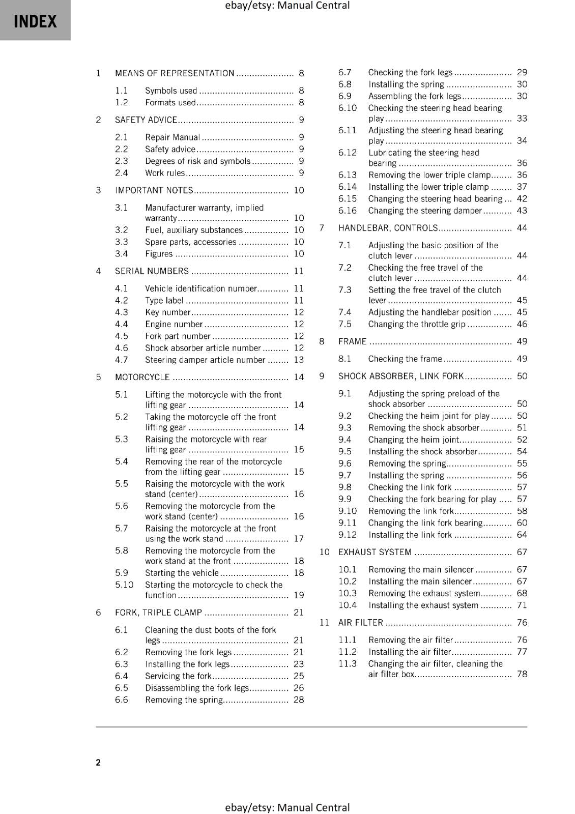 KTM MOTORCYCLE 2019 - 790 ADVENTURE -  WORKSHOP SERVICE