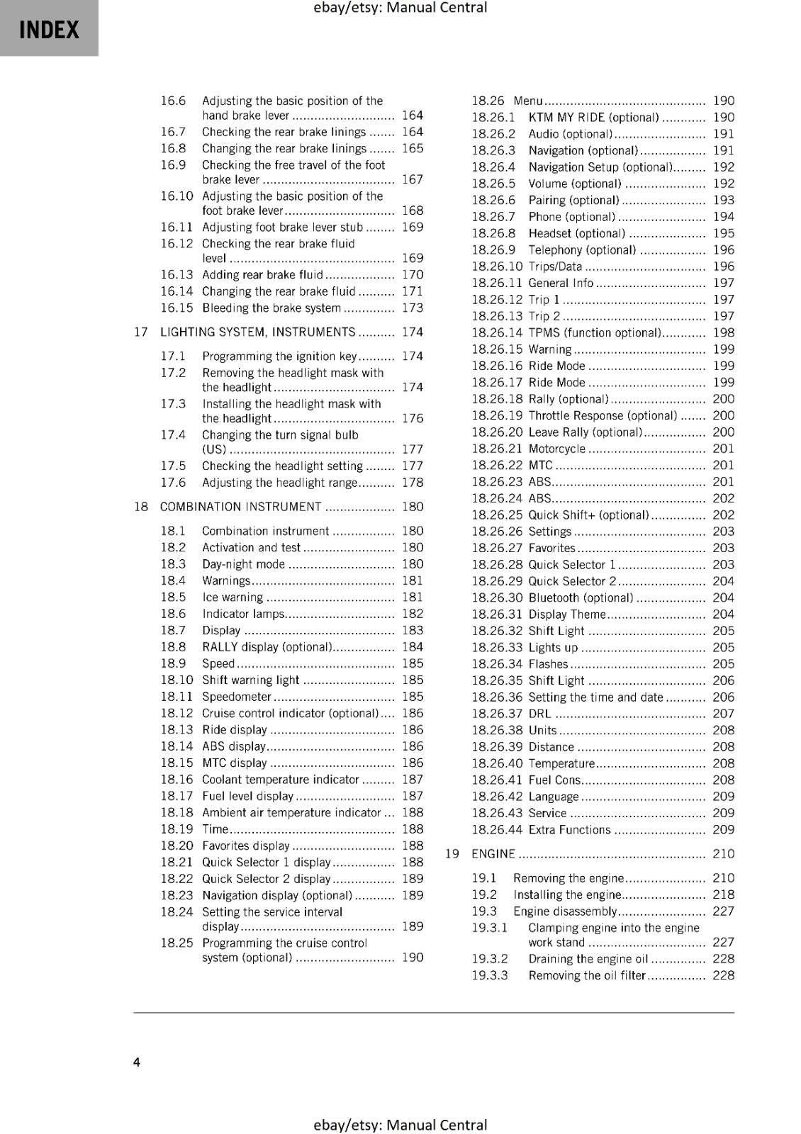 KTM MOTORCYCLE 2019 - 790 ADVENTURE -  WORKSHOP SERVICE