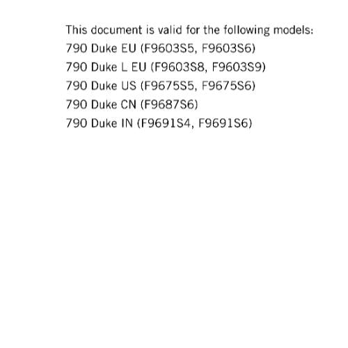 KTM MOTORCYCLE 2019 - 790 DUKE & L - WORKSHOP SERVICE