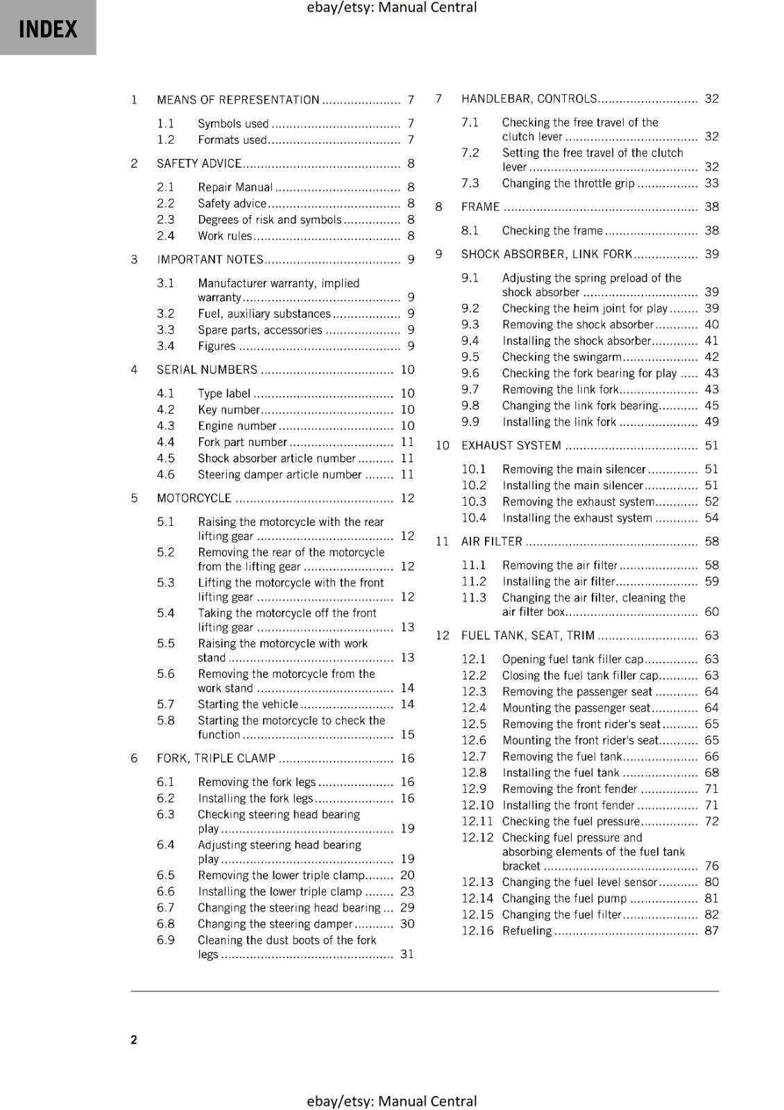 KTM MOTORCYCLE 2019 - 790 DUKE & L - WORKSHOP SERVICE