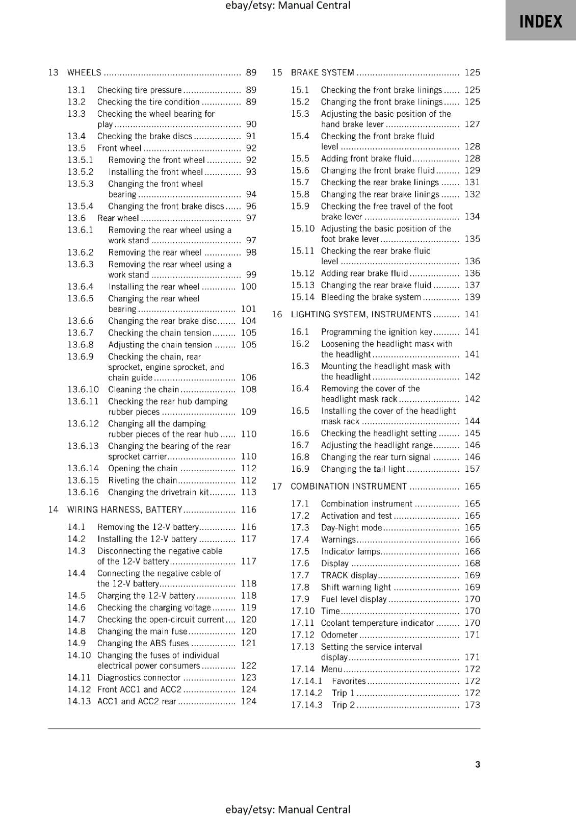 KTM MOTORCYCLE 2019 - 790 DUKE & L - WORKSHOP SERVICE