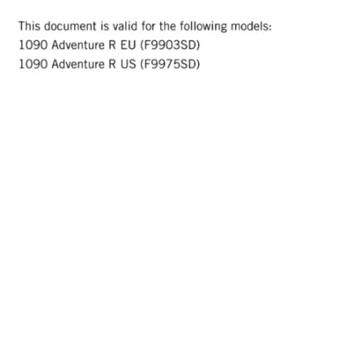 KTM MOTORCYCLE 2019 -  1090 ADVENTURE R - WORKSHOP SERVICE MANUAL - REPRINT