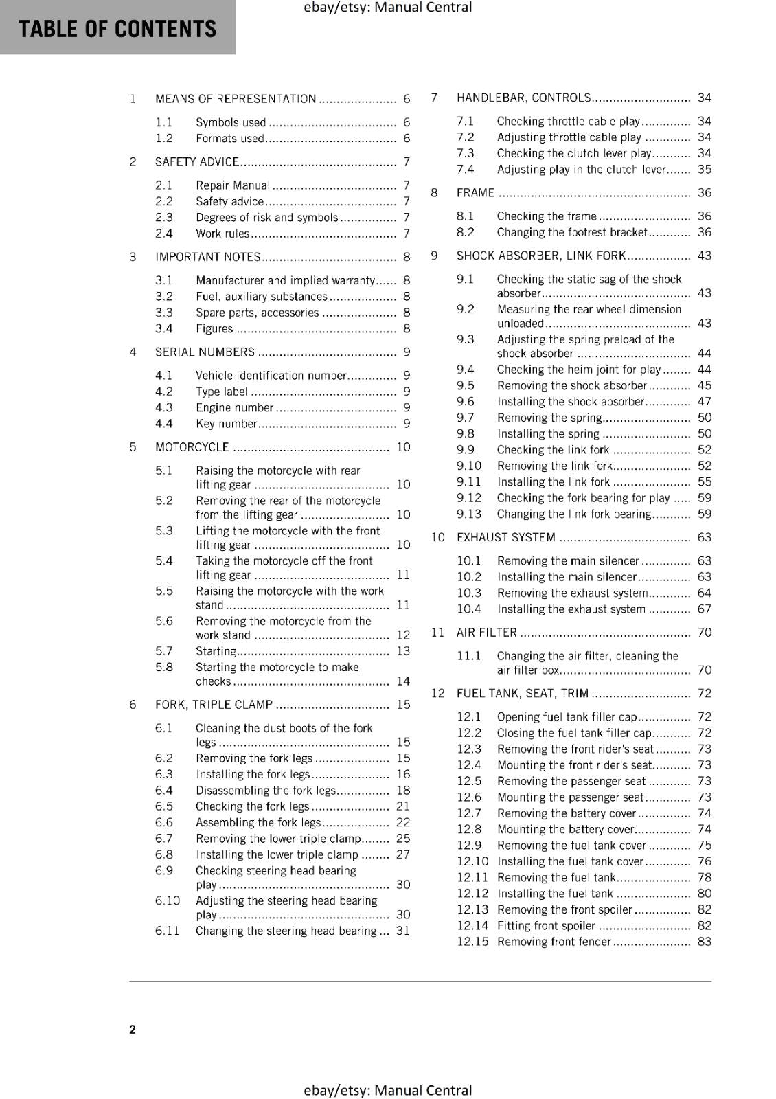 KTM MOTORCYCLE 2019 - RC 125 - WORKSHOP SERVICE