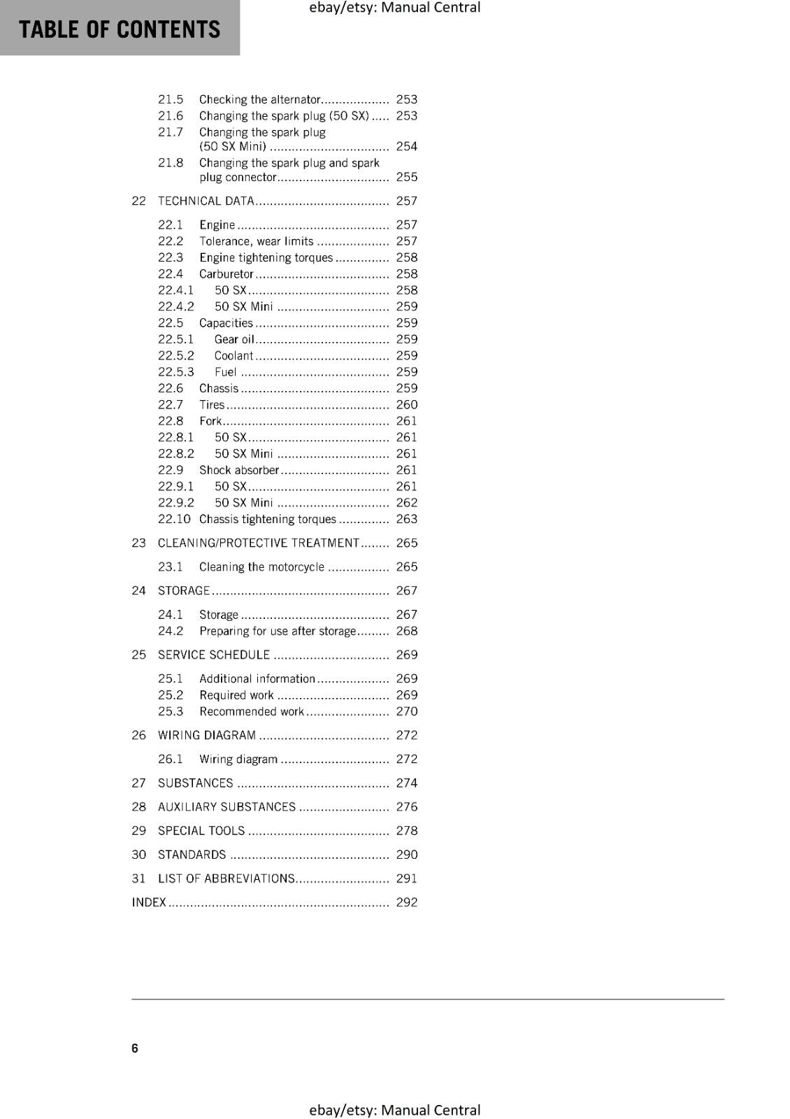 KTM MOTORCYCLE 2018 -  50 SX MINI - WORKSHOP SERVICE MANUAL - REPRINT