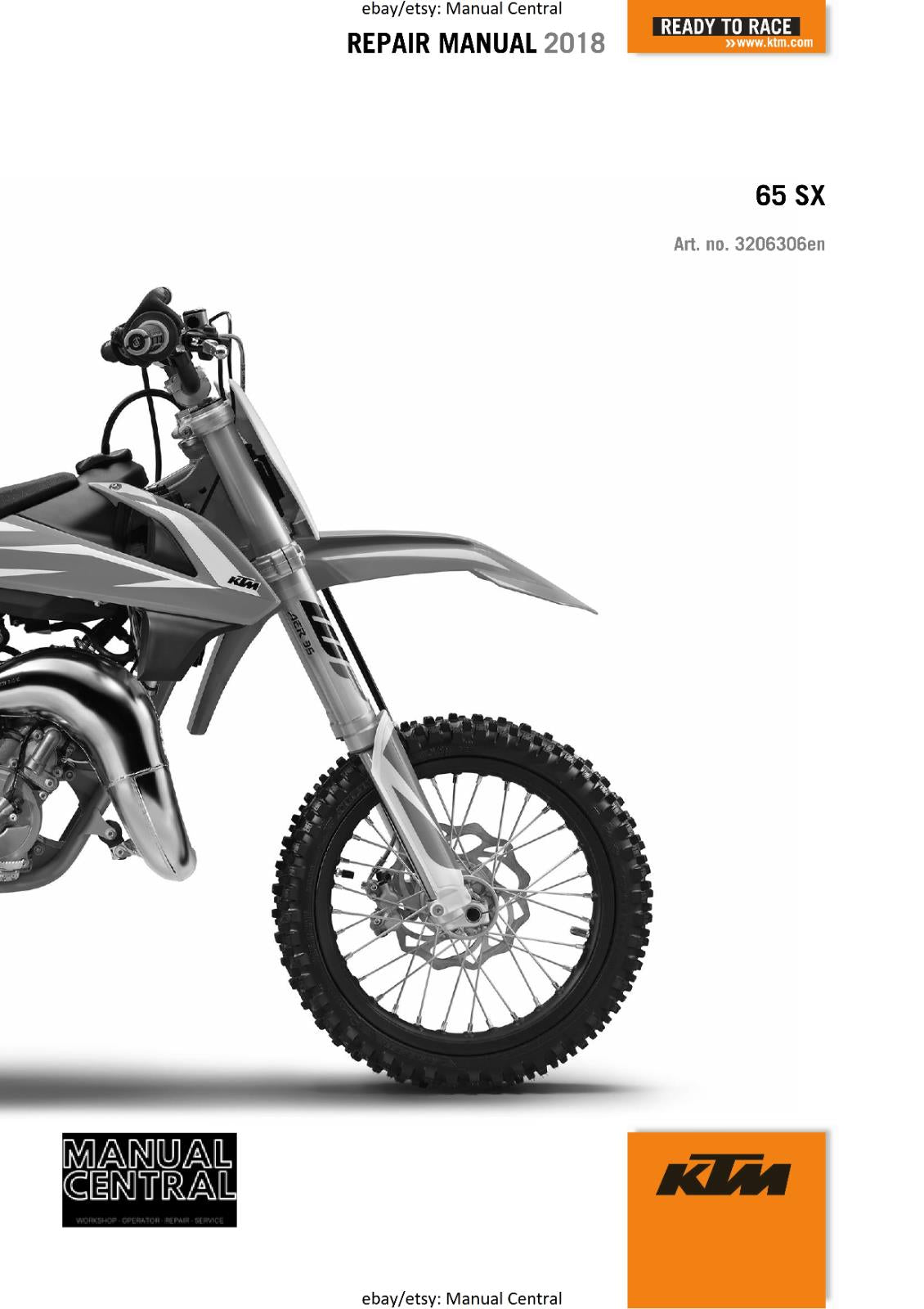 KTM MOTORCYCLE 2018 -  65 SX - WORKSHOP SERVICE MANUAL - REPRINT