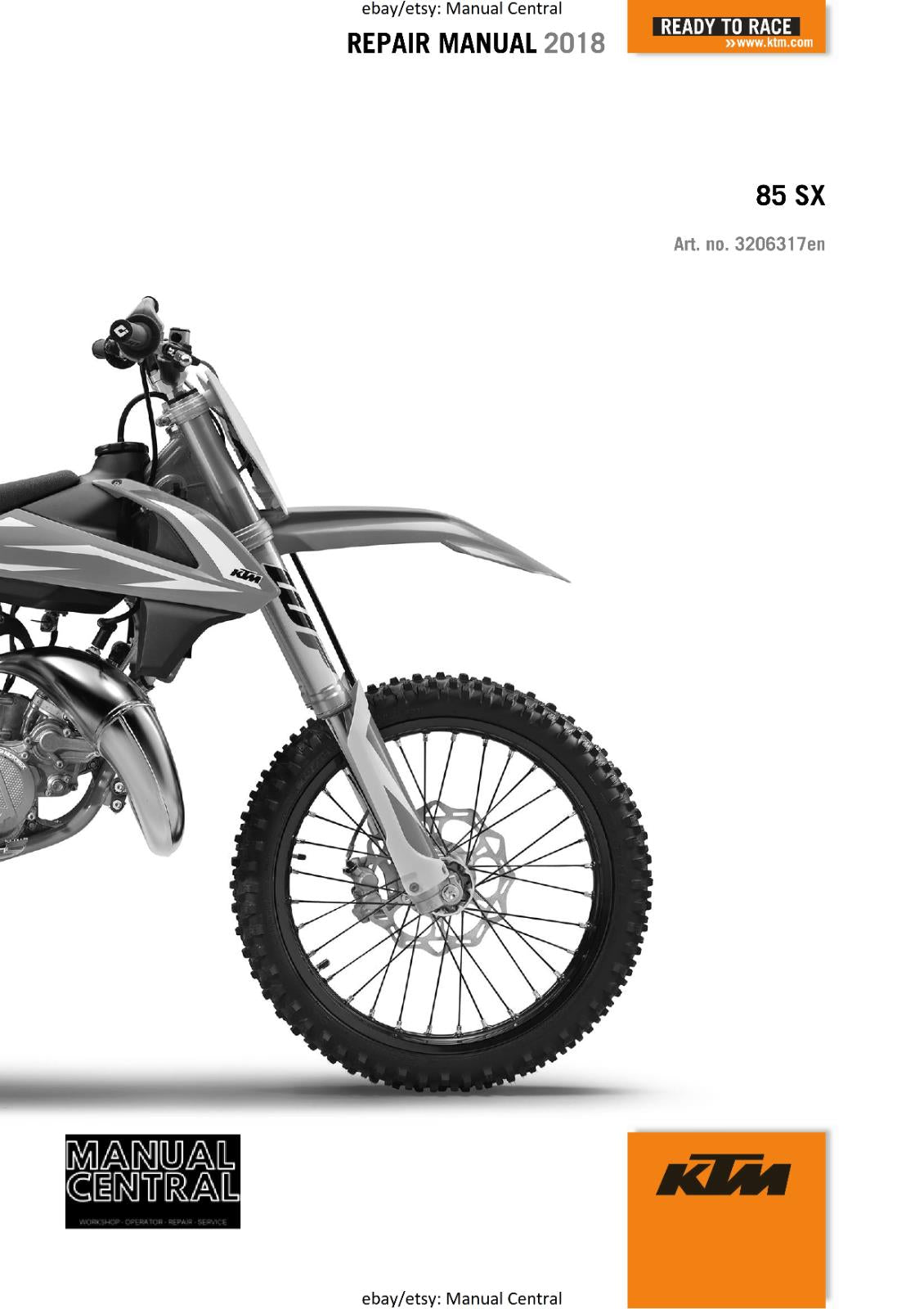 KTM MOTORCYCLE 2018 -  85 SX - WORKSHOP SERVICE MANUAL - REPRINT