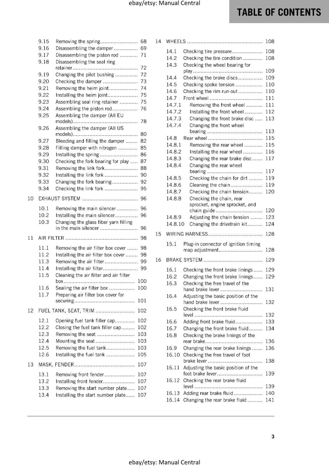 KTM MOTORCYCLE 2018 -  125 150 SX - WORKSHOP SERVICE MANUAL - REPRINT