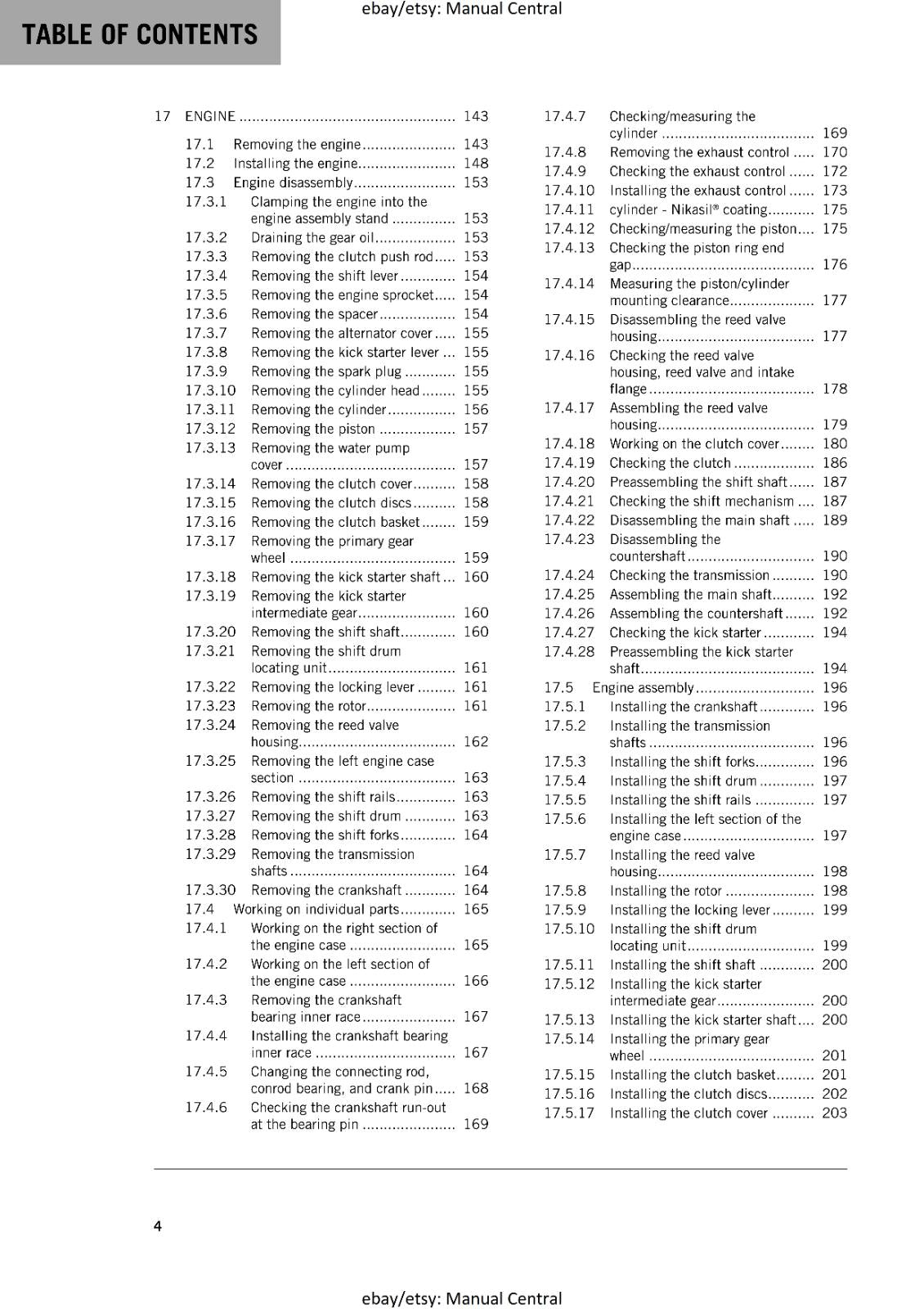 KTM MOTORCYCLE 2018 -  125 150 SX - WORKSHOP SERVICE MANUAL - REPRINT