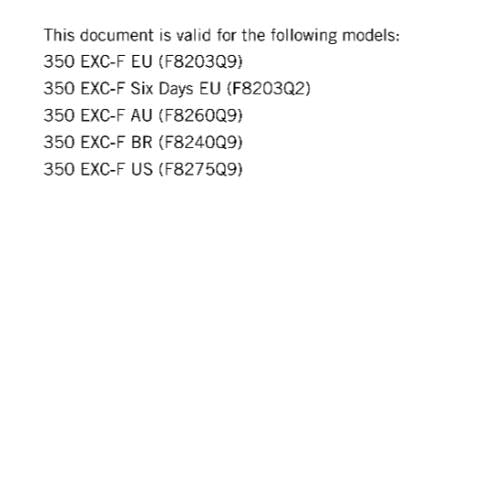 KTM MOTORCYCLE 2017 - 350 EXC-F SIX DAYS- WORKSHOP  REPAIR MANUAL - REPRINT