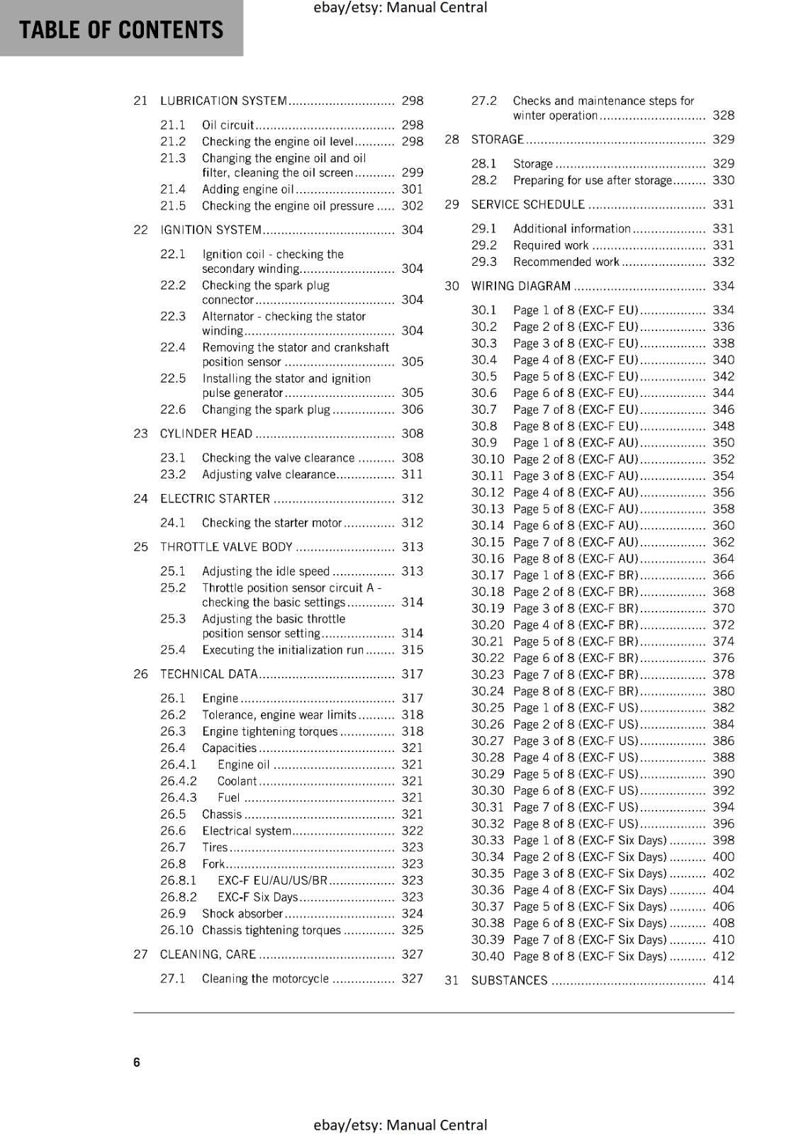 KTM MOTORCYCLE 2017 - 350 EXC-F SIX DAYS- WORKSHOP  REPAIR MANUAL - REPRINT