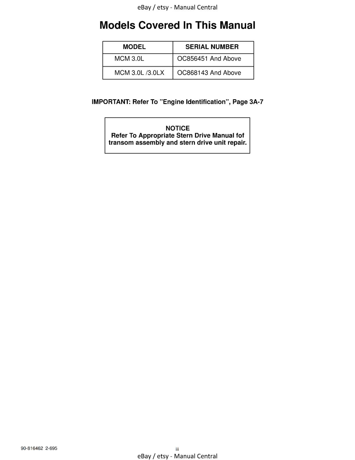MERCURY MERCRUISER NO 13 - MARINE ENGINES GM 4 CYLINDER - SERVICE WORKSHOP