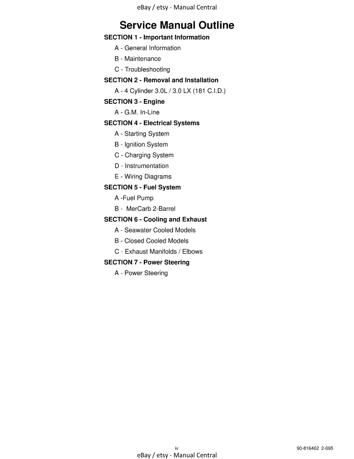 MERCURY MERCRUISER NO 13 - MARINE ENGINES GM 4 CYLINDER - SERVICE WORKSHOP