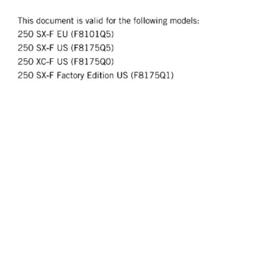 KTM MOTORCYCLE 2017 -  250 XC-F SX-F FACTORY - WORKSHOP  REPAIR MANUAL - REPRINT